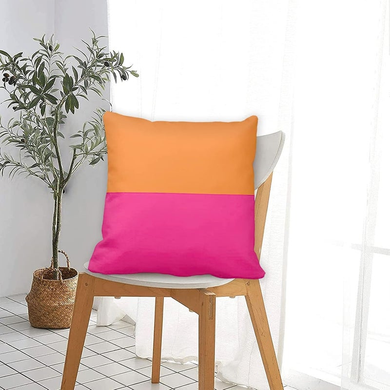 Abaysto Half Orange and Bright Pink Throw Pillow case Cover 24x24 Inches Inches - Image 3